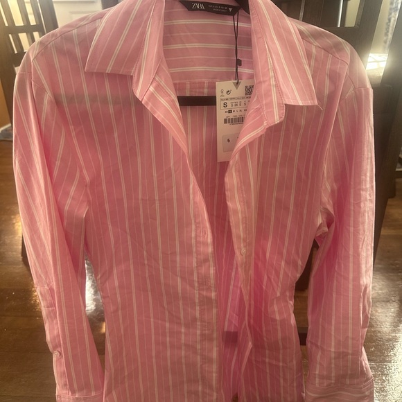 Zara Pink Striped Shirt - Picture 2 of 2
